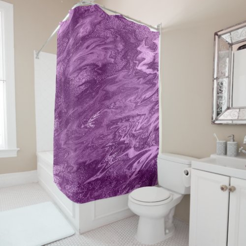 Purple Amethyst Plum Metal Molten Marble Abstract Shower Curtain