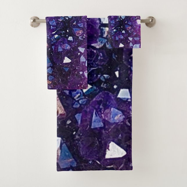 Purple Amethyst Quartz Crystal Bath Towel Set (Insitu)