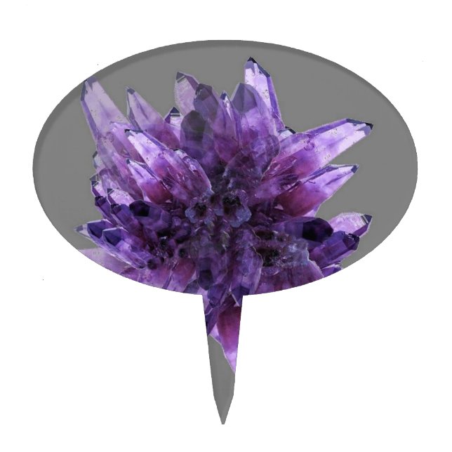 PURPLE AMETHYST QUARTZ CRYSTALS MINERAL CAKE TOPPER (Front)