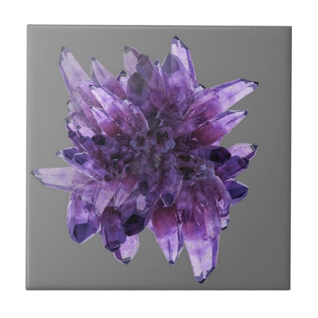 PURPLE AMETHYST QUARTZ CRYSTALS MINERAL TILE (Front)