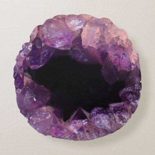 Purple Amethyst Round Pillow