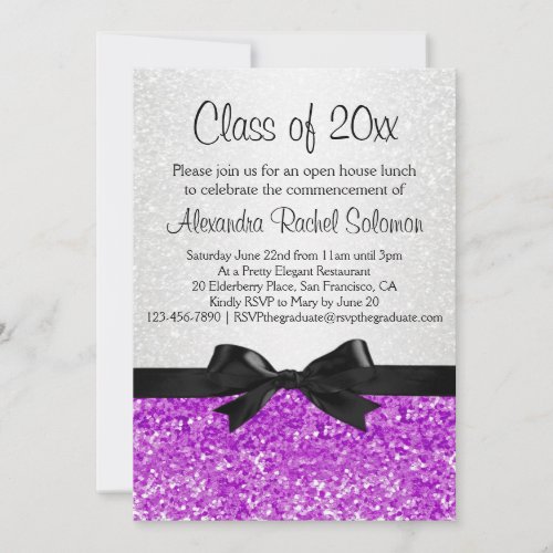 Purple/Amethyst Sparkle-look Graduation Invitation