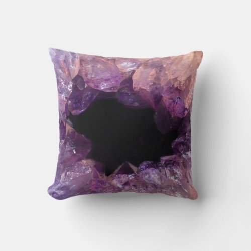 Purple Amethyst Throw Pillow