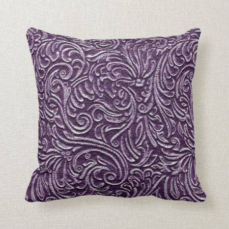Purple Amethyst Vintage Tin Tile Look Rustic Home Throw Pillow