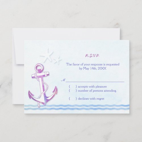 Purple Anchor + Starfish Beach Wedding RSVP