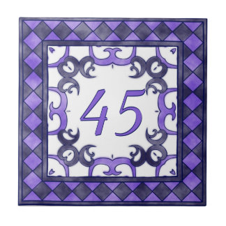 Purple and Anthracite Big House Number Tile