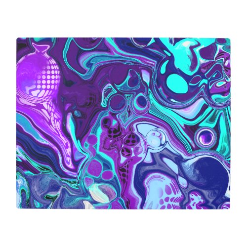 Purple and Aqua Blue Abstract Fluid Art  
