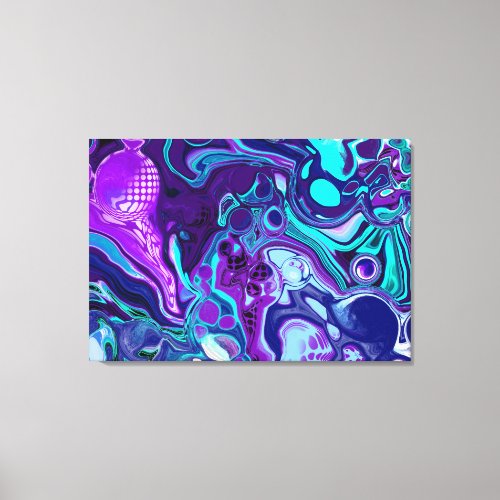 Purple and Aqua Blue Abstract Fluid Art Canvas Print