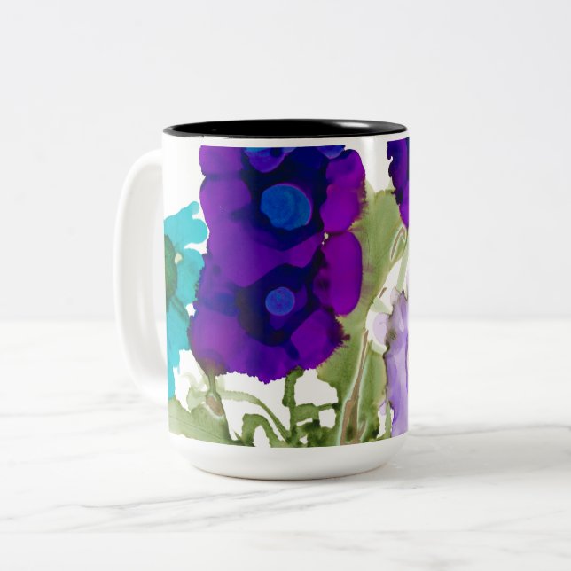 Purple and Aqua Coffee Mug (Front Left)