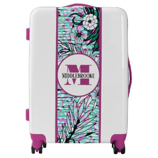 Purple and Aqua Floral Personalized Monogram