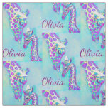purple and aqua giraffes- personalized fabric