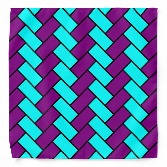 Purple and Aqua Herringbone Bandana (Front)