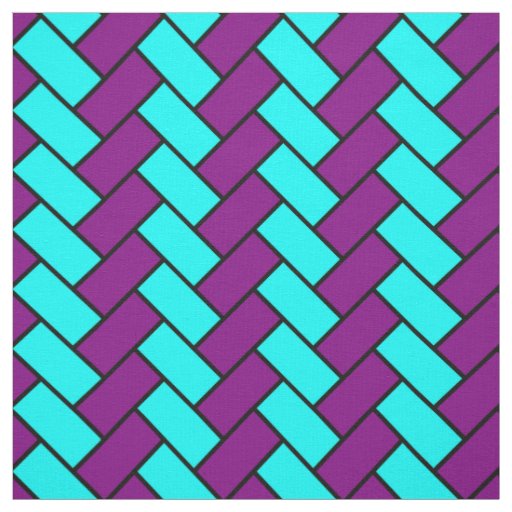 Purple and Aqua Herringbone Fabric