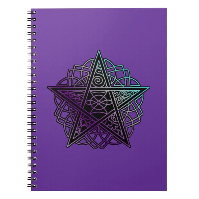 Purple and aqua intricate pentacle notebook (Front)
