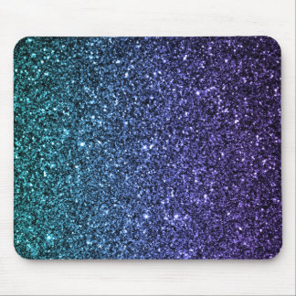 Purple and Aqua Ombre Faux Glitter Mouse Pad