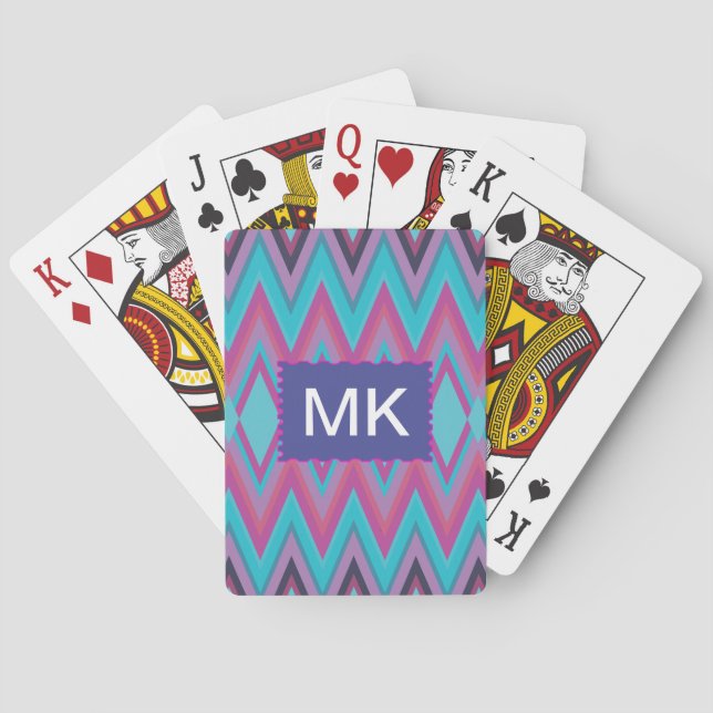 Purple and Aqua Tribal Poker Cards (Back)