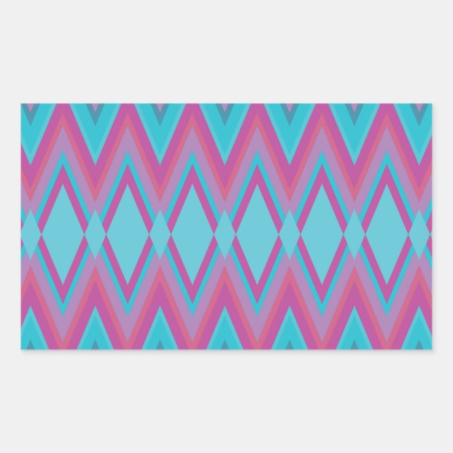 Purple and Aqua Tribal Rectangular Sticker (Front)