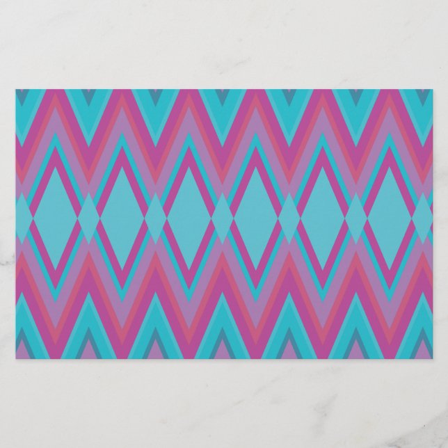 Purple and Aqua Tribal Stationery (Front)
