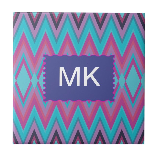Purple and Aqua Tribal Tile (Front)