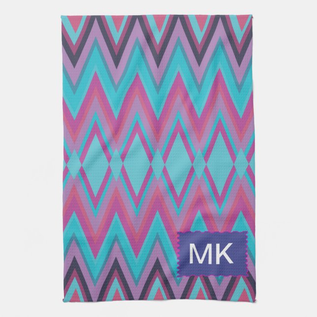 Purple and Aqua Tribal Towel (Vertical)