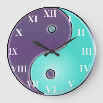Purple And Aqua  Yin-yang Clock by BecometheChange at Zazzle