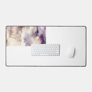 Purple and Beige Abstract Watercolor Desk Mat