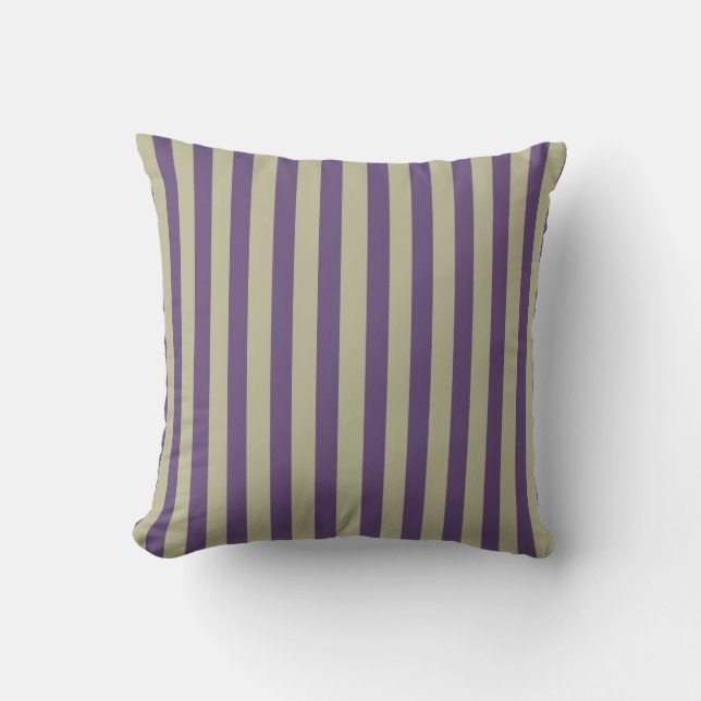 Purple and Beige Coordinated Stripes Throw Pillow (Front)