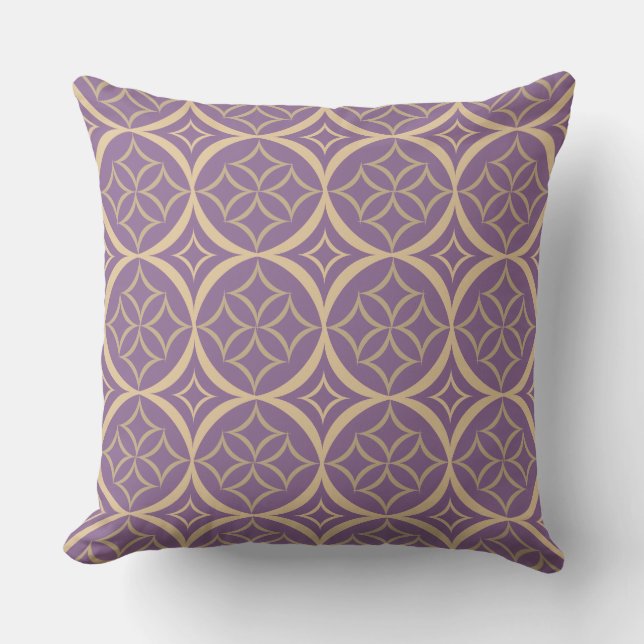 Purple and beige diamond pattern Throw Pillow (Front)