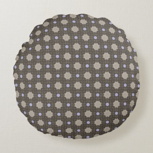 Purple and Beige Polka Dots Round Pillow