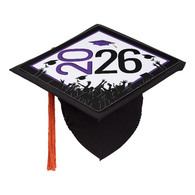 Purple and Black 2026 Graduation Cap Topper (Angled)