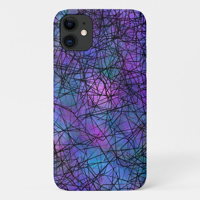 Purple and Black Abstract Line Unique Art Case-Mate iPhone Case (Back)