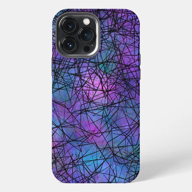 Purple and Black Abstract Line Unique Art    iPhone Case (Back)