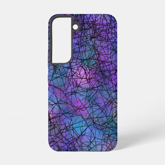 Purple and Black Abstract Line Unique Art    Samsung Galaxy Case (Back)