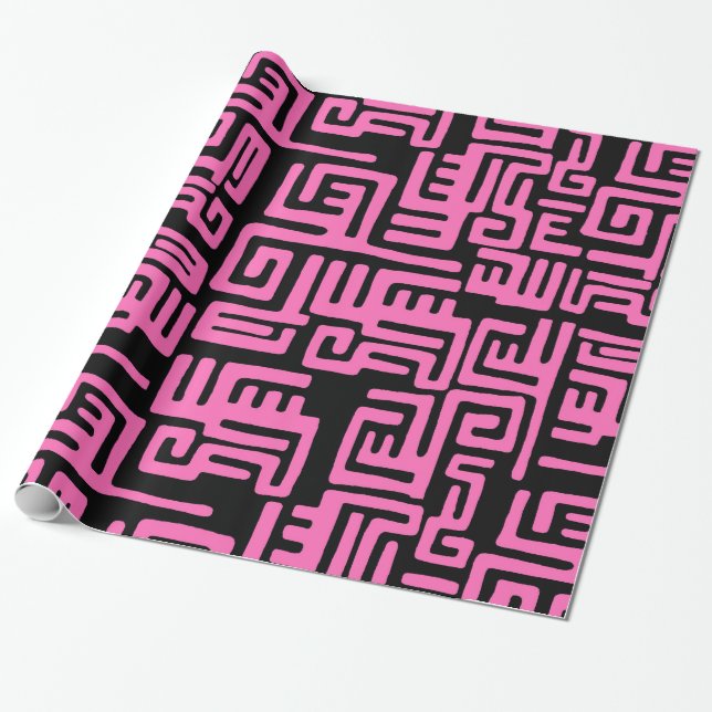 Purple and Black African Print  Wrapping Paper (Unrolled)