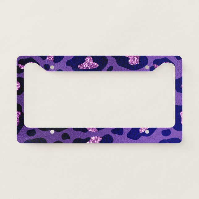 Purple and Black Animal Print  License Plate Frame (Front)