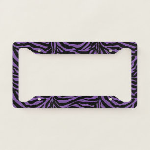 Purple and Black Animal Print Stripe License Frame