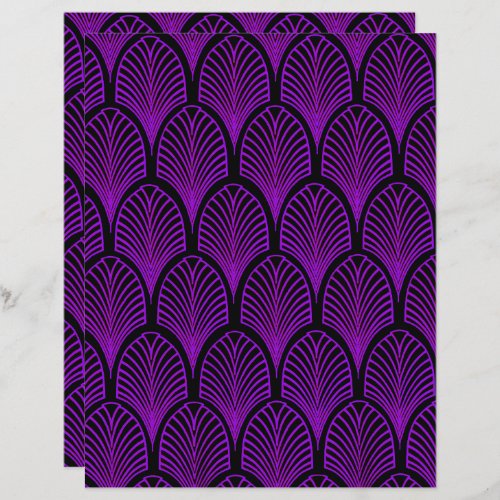 Purple and black art deco pattern scrapbook paper