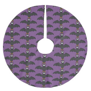 Purple and Black Bat Halloween Tree Skirt
