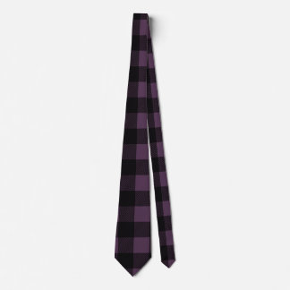 Purple and Black Buffalo Check Plaid Pattern Neck Tie