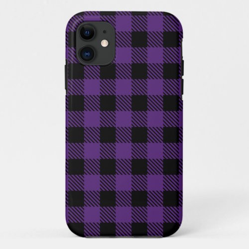Purple and black Buffalo Plaid pattern iPhone 11 Case