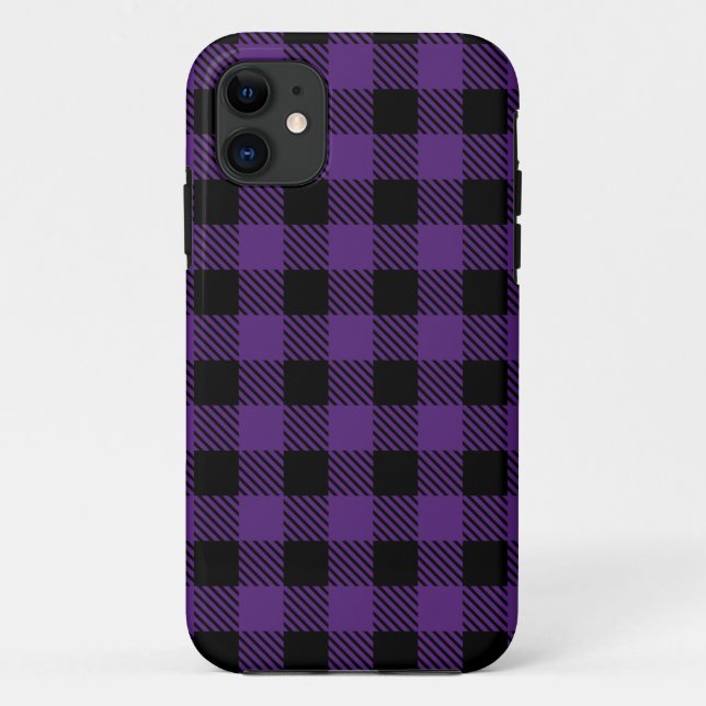 Purple and black Buffalo Plaid pattern Case-Mate iPhone Case (Back)