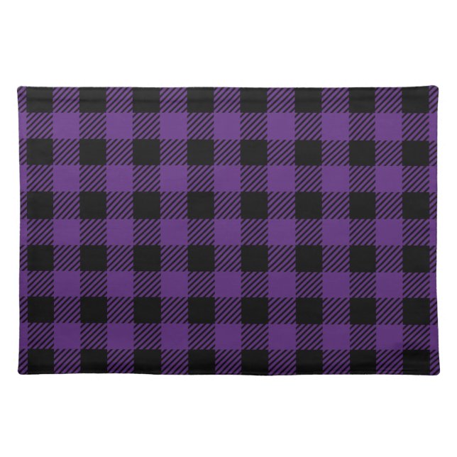 Purple and black Buffalo Plaid pattern  Cloth Placemat (Front)