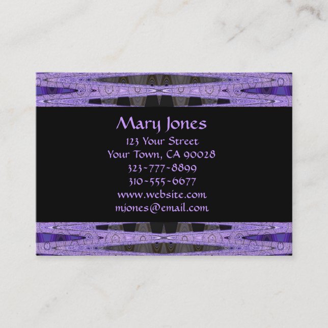 purple and black business card (Front)