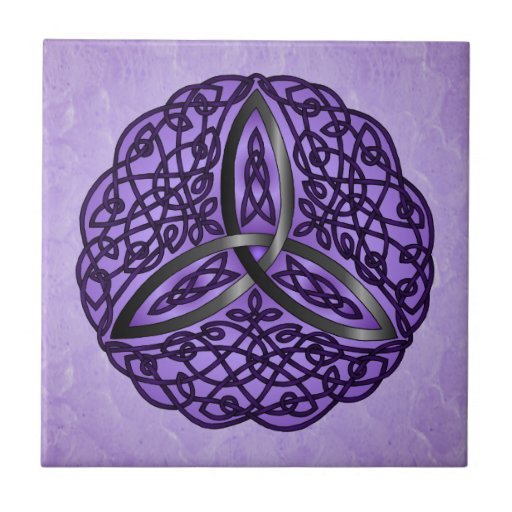 Purple and Black Celtic Art Trinity Knot Tile | Zazzle