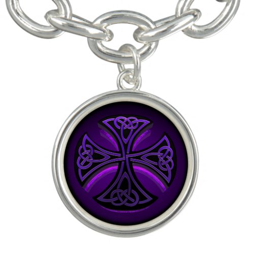 Purple and Black Celtic Cross Bracelet