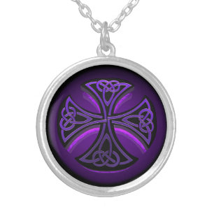 Purple and Black Celtic Cross Necklace