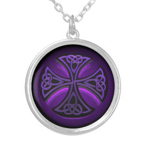 Purple and Black Celtic Cross Necklace