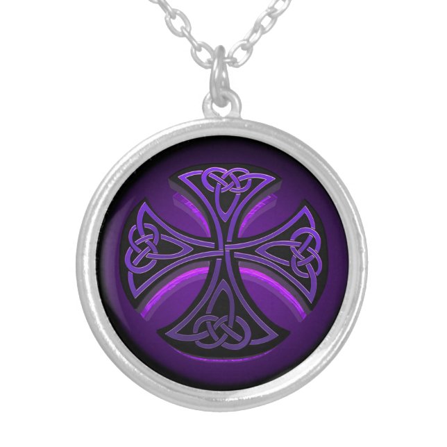 Purple and Black Celtic Cross Necklace (Front)