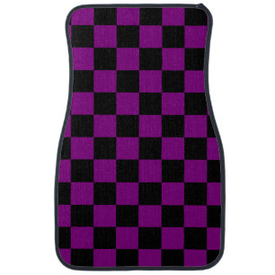 Purple and Black Checkerboard Pattern Car Mat
