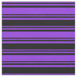 [ Thumbnail: Purple and Black Colored Lined/Striped Pattern Fabric ]